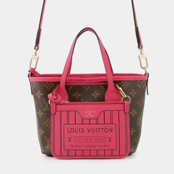 Pre Owned Louis Vuitton Neverfull Inside Out Rose Buffalo Pondichery Leather Monogram BB Handbag