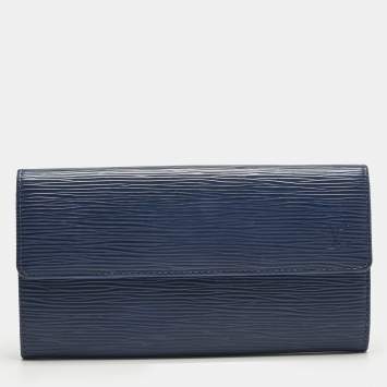 Pre Owned Louis Vuitton Myrtille Blue Epi Leather Sarah Wallet