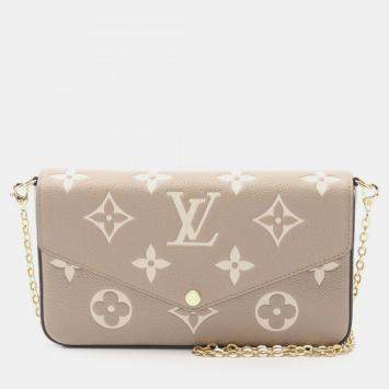 Pre Owned Louis Vuitton OnTheGo East West Beige Monogram Empreinte Leather Shoulder Bag