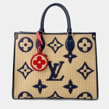 Pre Owned Louis Vuitton Monogram Raffia On-The-Go Tote Bag Mm