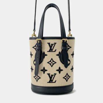 Pre Owned Louis Vuitton Monogram Nano Baguette Shoulder Bag Black