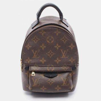 Pre Owned Louis Vuitton Palm Springs Mini Backpack Coated Canvas And Leather With Monogram Design Brown Black