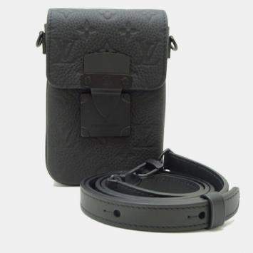Pre Owned Louis Vuitton S-Lock Vertical Wearable Wallet Shoulder Bag M81524 In Taurillon Noir (Black)