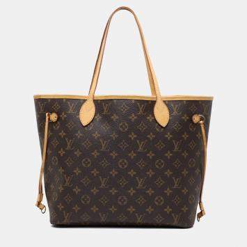 Pre Owned Louis Vuitton Brown Monogram Neverfull MM
