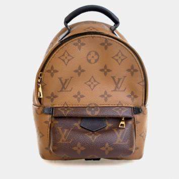 Pre Owned Louis Vuitton Palm Springs Mini Brown, Tan Monogram Coated Canvas Mini Backpack