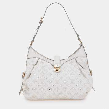 Pre Owned Louis Vuitton White Monogram Mahina XS