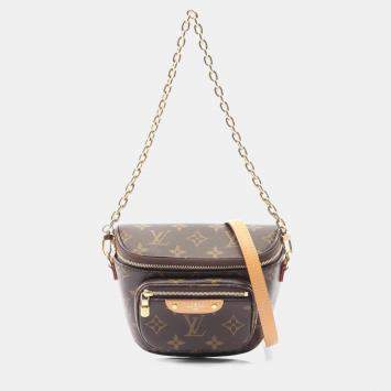 Pre Owned Louis Vuitton Monogram Mini Brown Coated Canvas and Leather Bum Bag