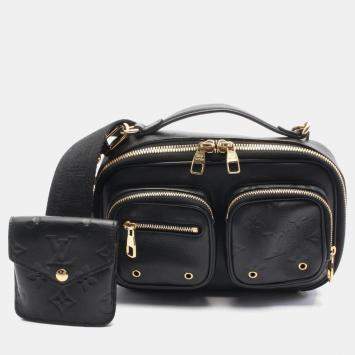 Pre Owned Louis Vuitton Utility Black Leather Crossbody Bag