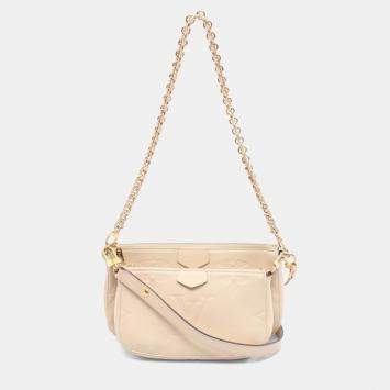 Pre Owned Louis Vuitton Multi Pochette Accessoires Cream Monogram Empreinte Leather Shoulder Bag