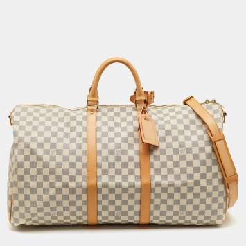 Pre Owned Louis Vuitton Damier Azur Canvas Keepall Bandoulière 55 Bag