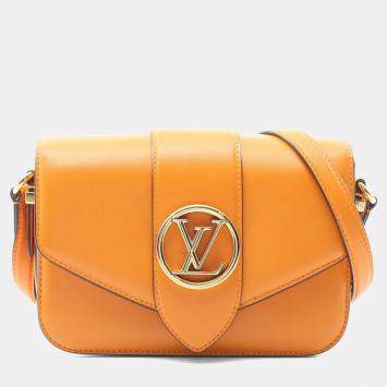 Pre Owned Louis Vuitton Pont 9 Orange Leather Crossbody Bag