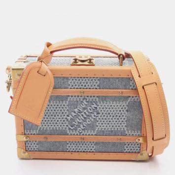 Pre Owned Louis Vuitton Handle Trunk Blue Damier Denim Canvas Shoulder Bag