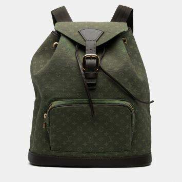 Pre Owned Louis Vuitton Green Monogram Mini Lin Montsouris GM
