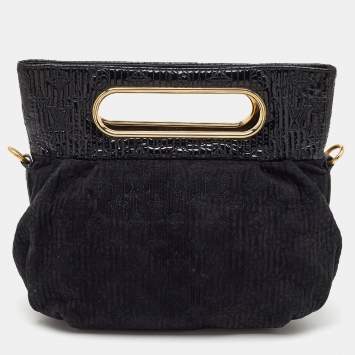 Pre Owned Louis Vuitton Black Suede and Patent Leather Limited Edition Motard Afterdark Bag