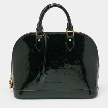 Pre Owned Louis Vuitton Blue Nuit Monogram Vernis Alma PM Bag