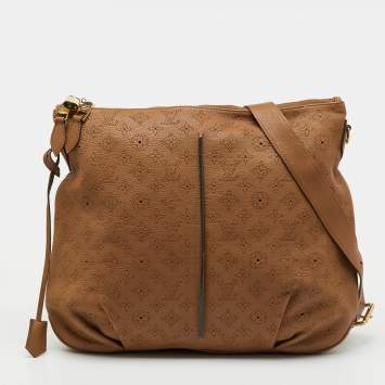 Pre Owned Louis Vuitton Caramel Monogram Mahina Leather Selene GM Bag