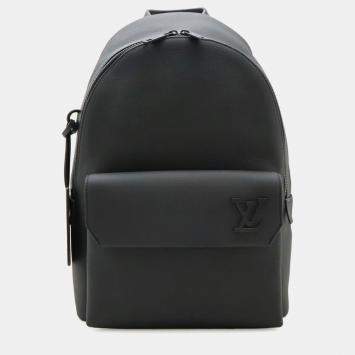 Pre Owned Louis Vuitton Aerogram Takeoff Black Calfskin Leather Backpack