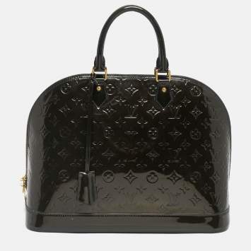 Pre Owned Louis Vuitton Vert Bronze Monogram Vernis Alma GM Bag