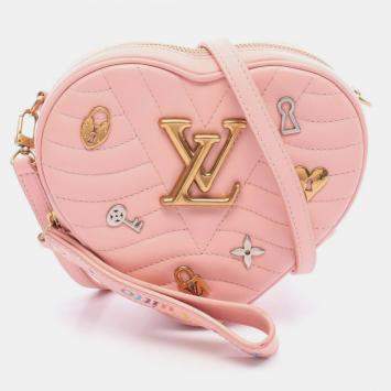 Pre Owned Louis Vuitton New Wave Love Lock Rose Pomettes Calfskin Embellished Heart Bag 