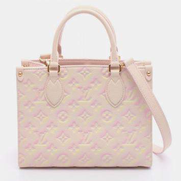 Pre Owned Louis Vuitton On The Go PM LV Pink Empreinte Monogram Leather Tote Bag