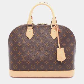 Pre Owned Louis Vuitton Alma Brown Monogram Canvas Leather Handbag