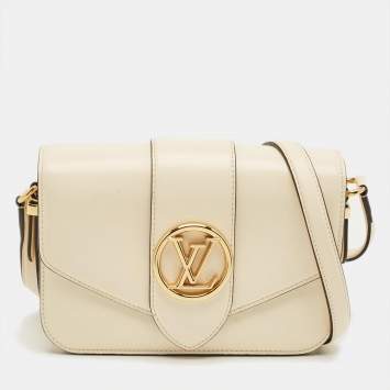 Pre Owned Louis Vuitton Cream Leather LV Pont 9 Bag
