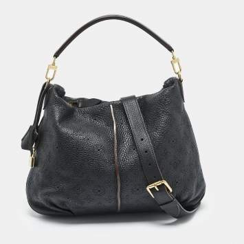 Pre Owned Louis Vuitton Black Monogram Mahina Leather Selene PM Bag