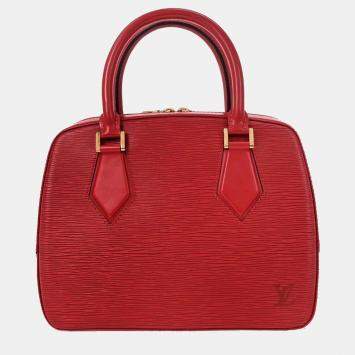 Pre Owned Louis Vuitton Sablon Red Epi Leather Top Handle Bag