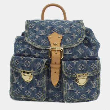 Pre Owned Louis Vuitton Monogram Sac A Dos GM Blue Denim Backpack