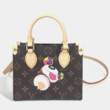 Pre Owned Louis Vuitton On The Go Monogram Takashi Murakami BB Brown Canvas Tote Bag
