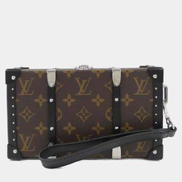 Pre Owned Louis Vuitton Monogram Macassar Wallet Trunk Brown Black Canvas Wallet Bag