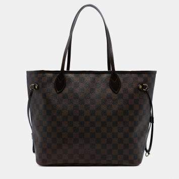 Pre Owned Louis Vuitton Brown Damier Ebene Neverfull MM
