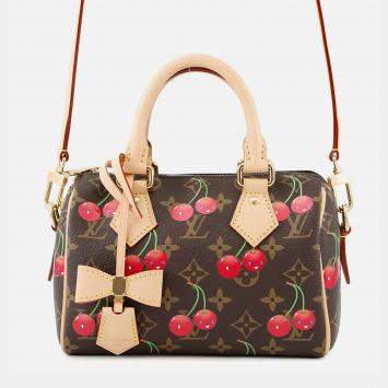 Pre Owned Louis Vuitton Tm Speedy Bandouliere Red Monogram Cherry Size 20