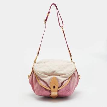 Pre Owned Louis Vuitton Pink Washed Denim Monogram Limited Edition Sunshine Bag