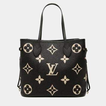 Pre Owned Louis Vuitton Neverfull MM Bicolor Giant Monogram Empreinte Leather Tote Bag