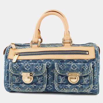 Pre Owned Louis Vuitton Neo Speedy Blue/Yellow Monogram Denim