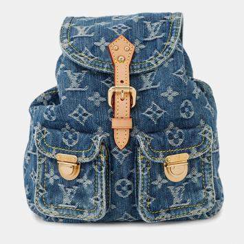Pre Owned Louis Vuitton Sac Ad Blue/Yellow Monogram Denim Size Pm