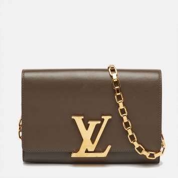 Pre Owned Louis Vuitton Brown Leather Chain Louise MM Bag