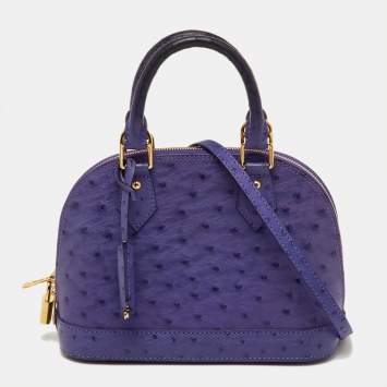 Pre Owned Louis Vuitton Alma BB Purple Ostrich Leather Bag