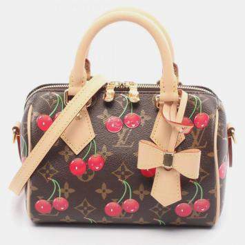 Pre Owned Louis Vuitton Speedy 20 Handbag Coated Canvas And Leather Monogram Cherry Brown