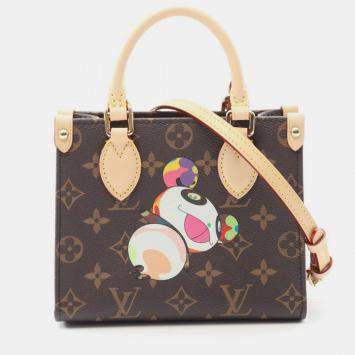 Pre Owned Louis Vuitton X Takashi Murakami Lv Tm On The Go Bb Handbag In Coated Canvas And Leather With Monogram Design Brown