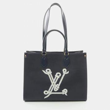 Pre Owned Louis Vuitton On The Go Mm Sailor'S Knot Nautical 1022 Tote Bag Leather Navy