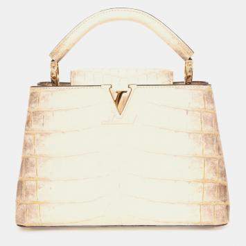 Pre Owned Louis Vuitton 2022 Himalayan Niloticus Crocodile Capucines BB Top Handle with Strap