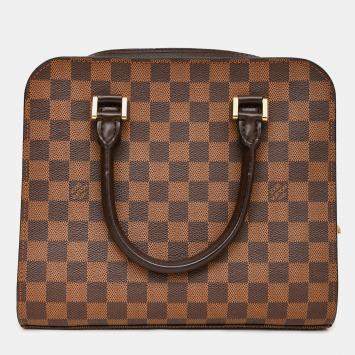 Pre Owned Louis Vuitton 1998 Brown Damier Ebene Triana Top Handle Bag