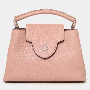 Pre Owned Louis Vuitton 2015 Pink Taurillon Capucines BB Top Handle Bag with Strap