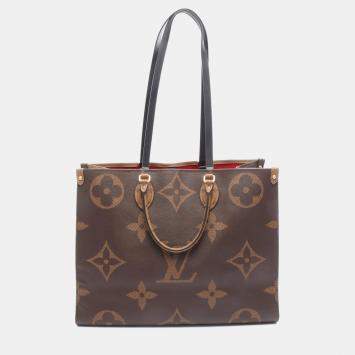 Pre Owned Louis Vuitton On The Go GM Brown Monogram Giant Reverse Canvas Shoulder Bag