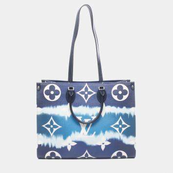 Pre Owned Louis Vuitton LV Escale On The Go GM Blue Monogram Giant Canvas Shoulder Bag