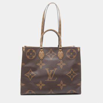 Pre Owned Louis Vuitton On The Go GM Brown Monogram Giant Reverse Canvas Tote Bag