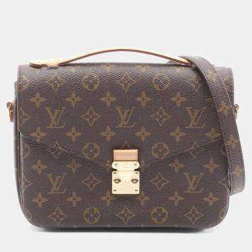 Pre Owned Louis Vuitton Pochette Metis Brown Monogram Canvas Shoulder Bag