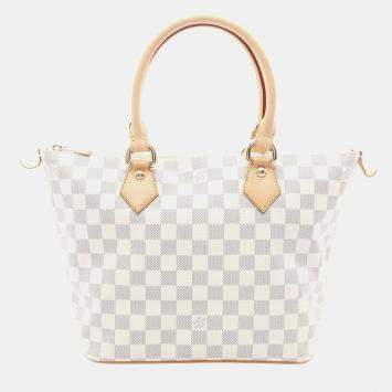Pre Owned Louis Vuitton Saleya White Damier Azur Coated Canvas Tote Bag